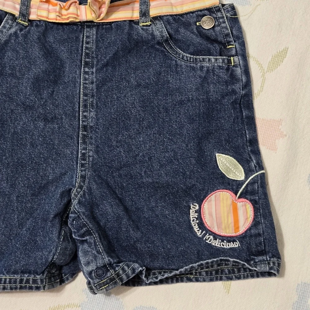 Y2K Dora The Explorer Nick Jr Embroidered Denim Overalls Shorts 24M‎